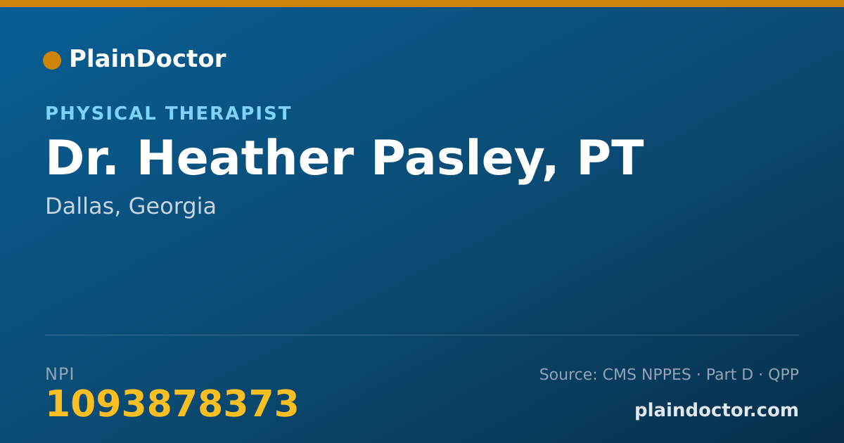 Shareable card for Heather Pasley, PT - Physical Therapist, Dallas, GA