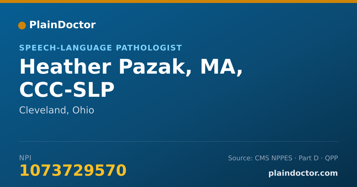 Shareable card for Heather Pazak, MA, CCC-SLP - Speech-Language Pathologist, Cleveland, OH
