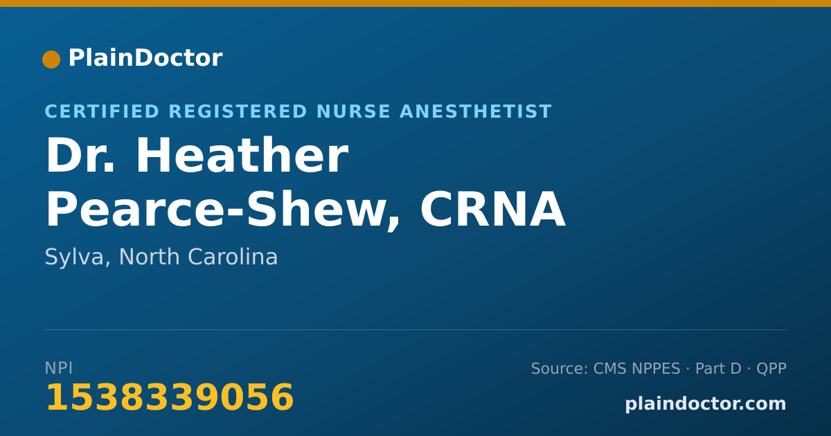 Shareable card for Heather Pearce-Shew, CRNA - Certified Registered Nurse Anesthetist, Sylva, NC