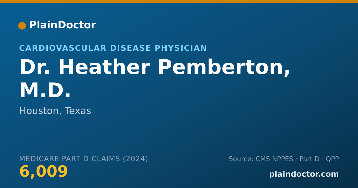 Shareable card for Heather Pemberton, M.D. - Cardiovascular Disease Physician, Houston, TX