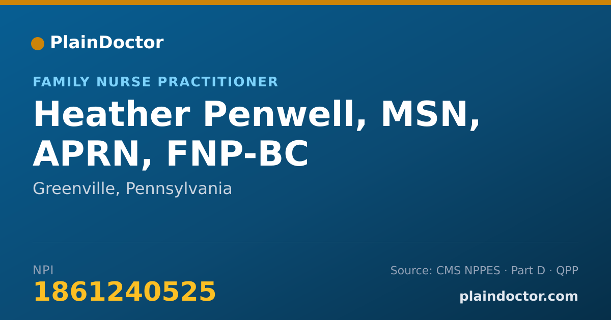 Shareable card for Heather Penwell, MSN, APRN, FNP-BC - Family Nurse Practitioner, Greenville, PA