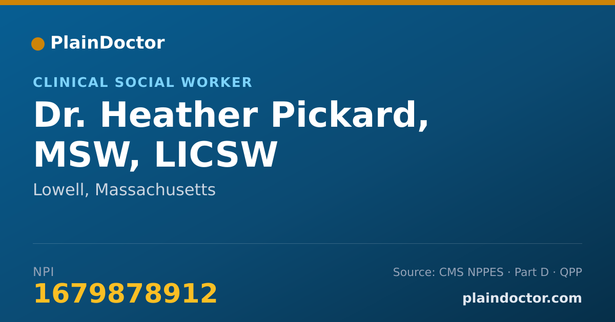 Shareable card for Heather Pickard, MSW, LICSW - Clinical Social Worker, Lowell, MA