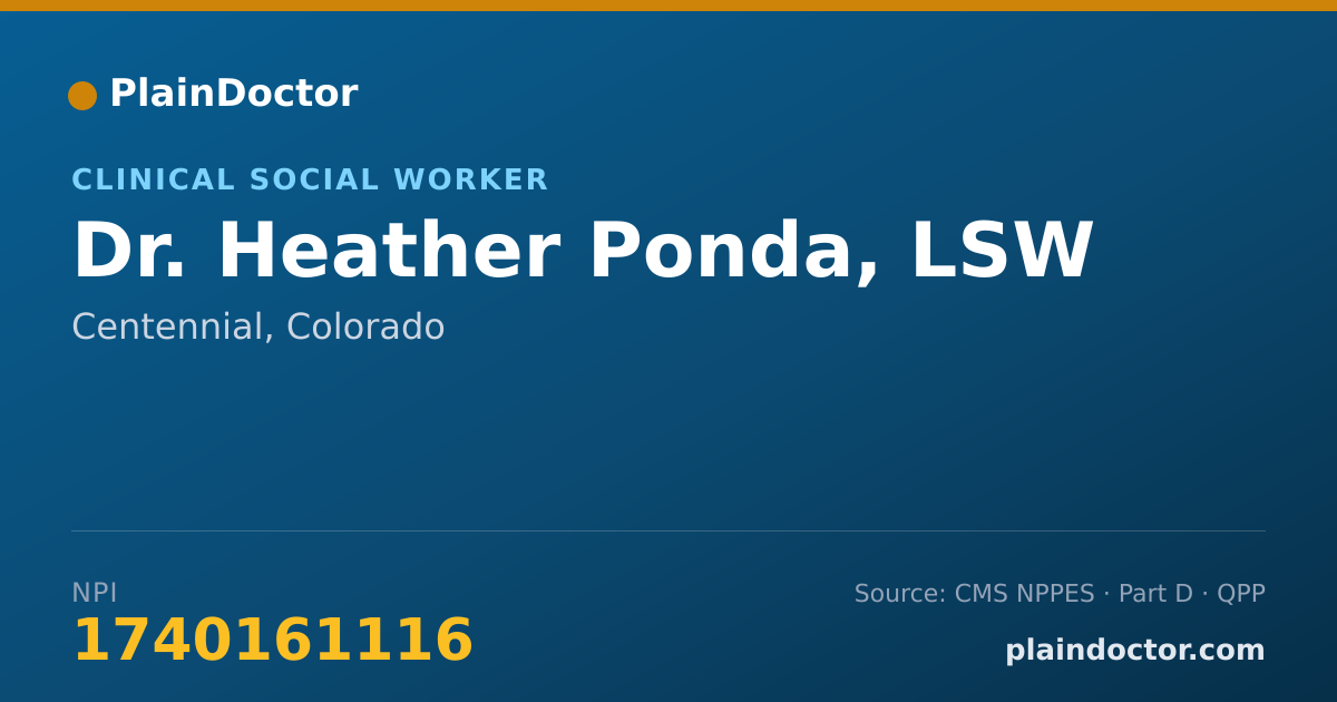 Shareable card for Heather Ponda, LSW - Clinical Social Worker, Centennial, CO