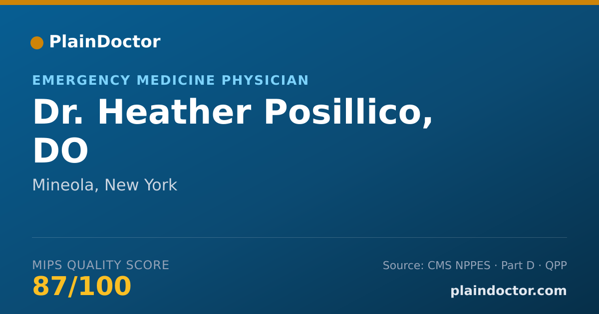 Shareable card for Heather Posillico, DO - Emergency Medicine Physician, Mineola, NY