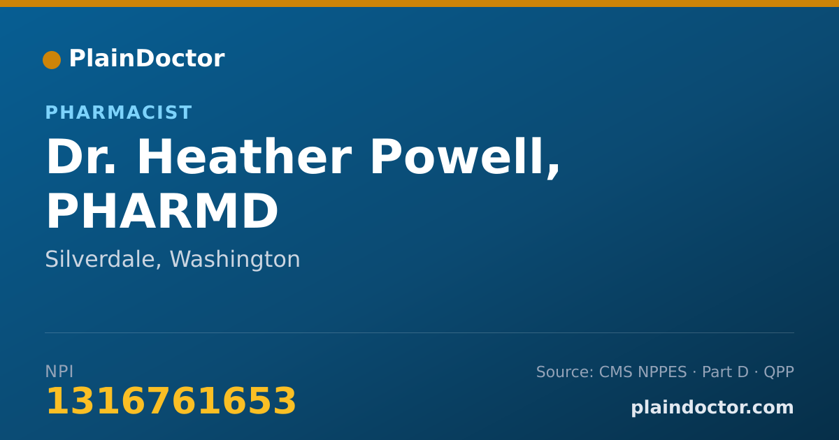 Shareable card for Heather Powell, PHARMD - Pharmacist, Silverdale, WA