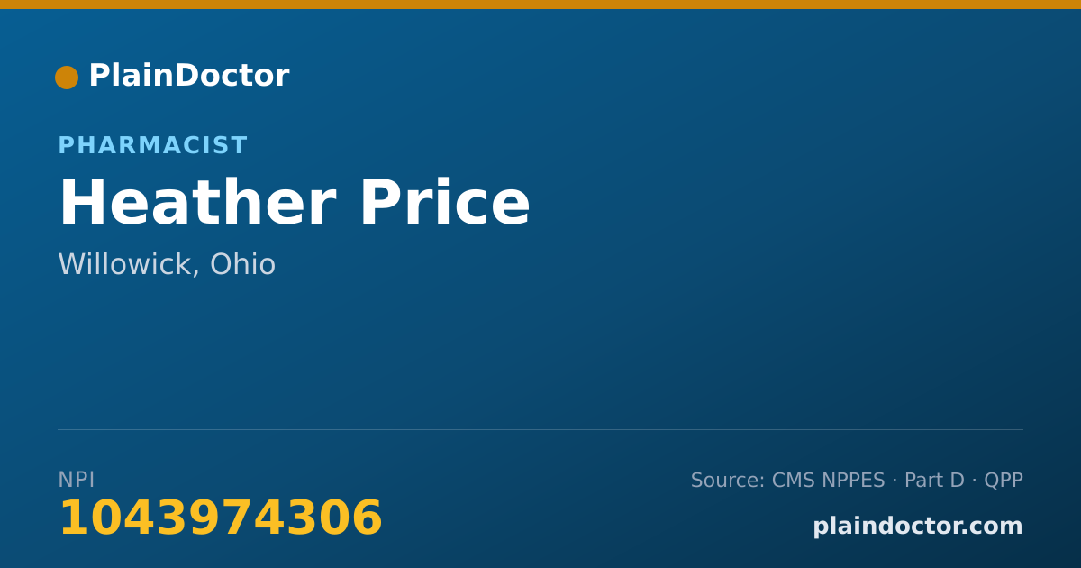 Shareable card for Heather Price - Pharmacist, Willowick, OH