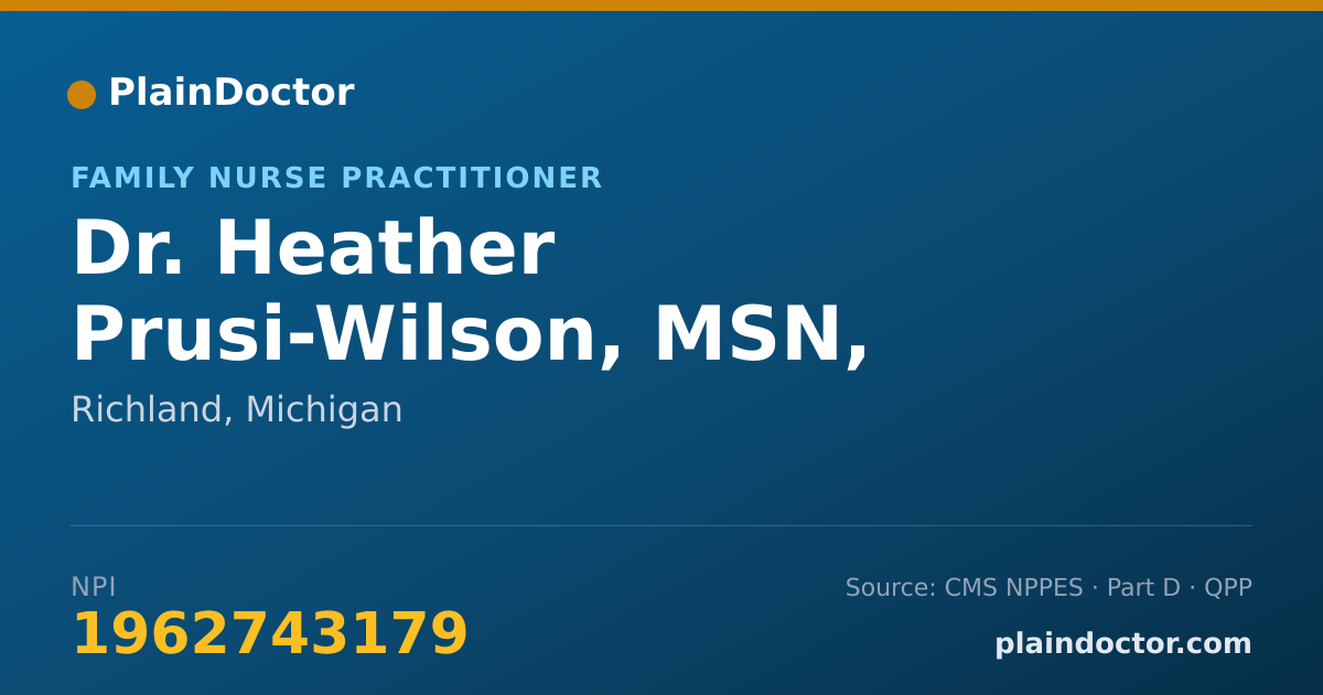 Shareable card for Heather Prusi-Wilson, MSN, FNP-BC, IBCLC - Family Nurse Practitioner, Richland, MI