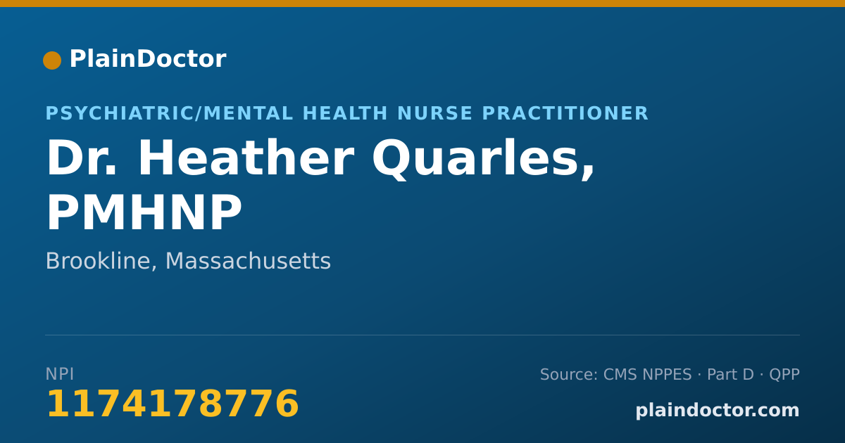 Shareable card for Heather Quarles, PMHNP - Psychiatric/Mental Health Nurse Practitioner, Brookline, MA