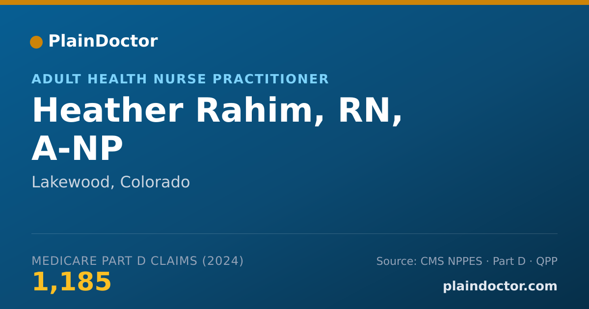 Shareable card for Heather Rahim, RN, A-NP - Adult Health Nurse Practitioner, Lakewood, CO