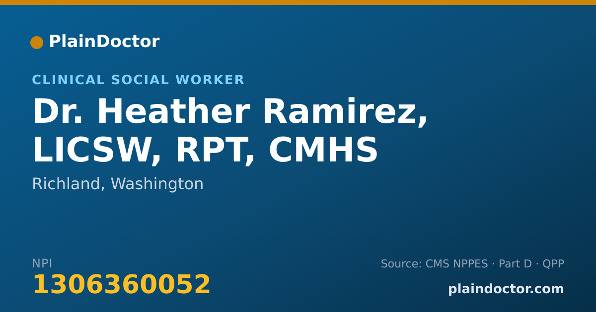 Shareable card for Heather Ramirez, LICSW, RPT, CMHS - Clinical Social Worker, Richland, WA