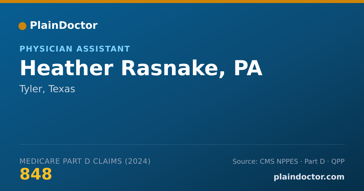 Shareable card for Heather Rasnake, PA - Physician Assistant, Tyler, TX