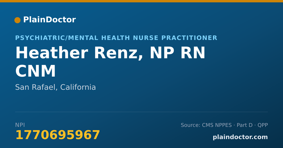 Shareable card for Heather Renz, NP RN CNM - Ambulatory Women's Health Care Registered Nurse, San Rafael, CA