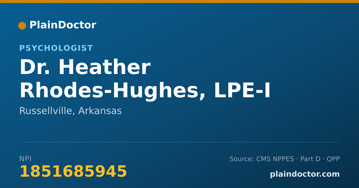 Shareable card for Heather Rhodes-Hughes, LPE-I - Psychologist, Russellville, AR