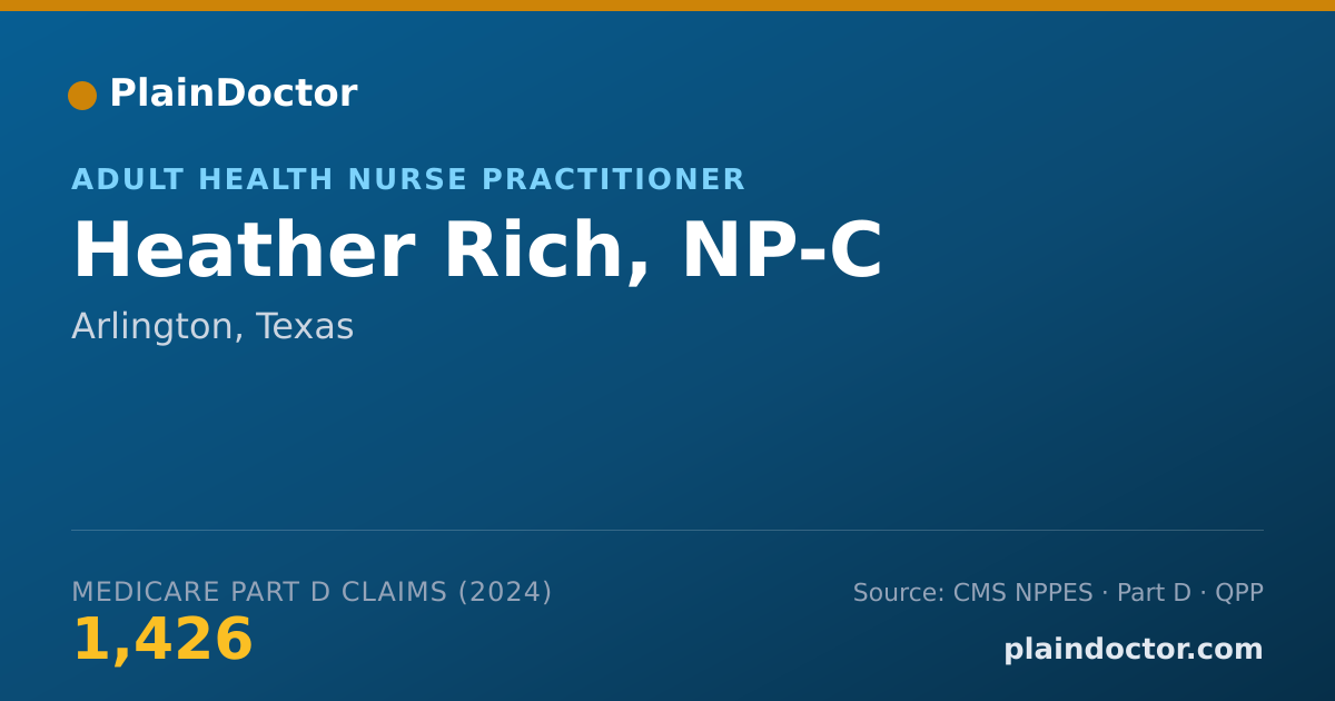Shareable card for Heather Rich, NP-C - Adult Health Nurse Practitioner, Arlington, TX