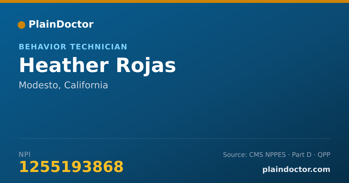 Shareable card for Heather Rojas - Behavior Technician, Modesto, CA