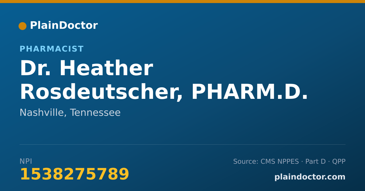Shareable card for Heather Rosdeutscher, PHARM.D. - Pharmacist, Nashville, TN