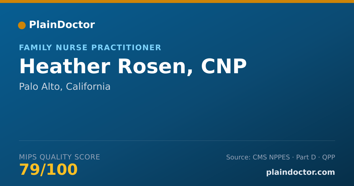 Shareable card for Heather Rosen, CNP - Family Nurse Practitioner, Palo Alto, CA