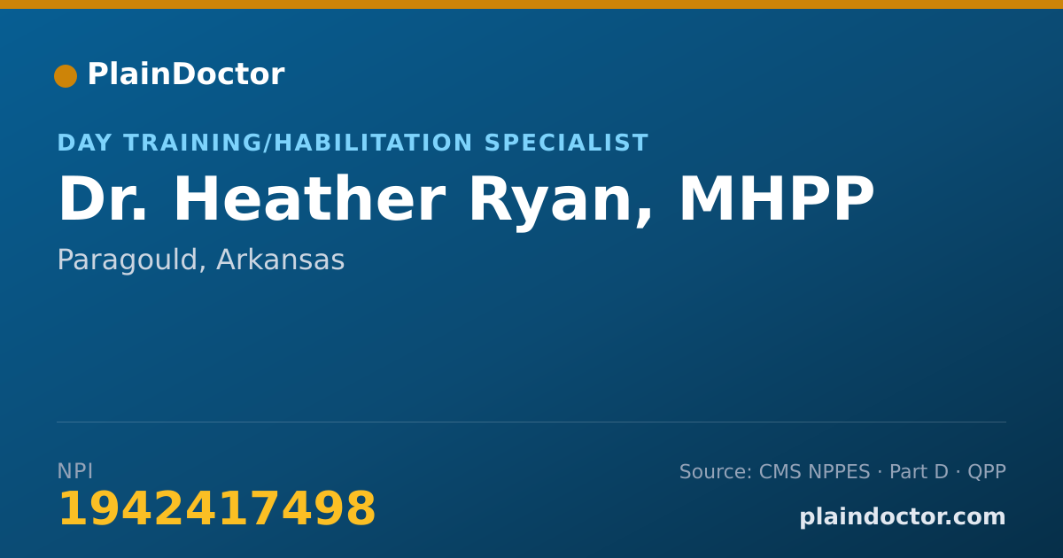 Shareable card for Heather Ryan, MHPP - Day Training/Habilitation Specialist, Paragould, AR