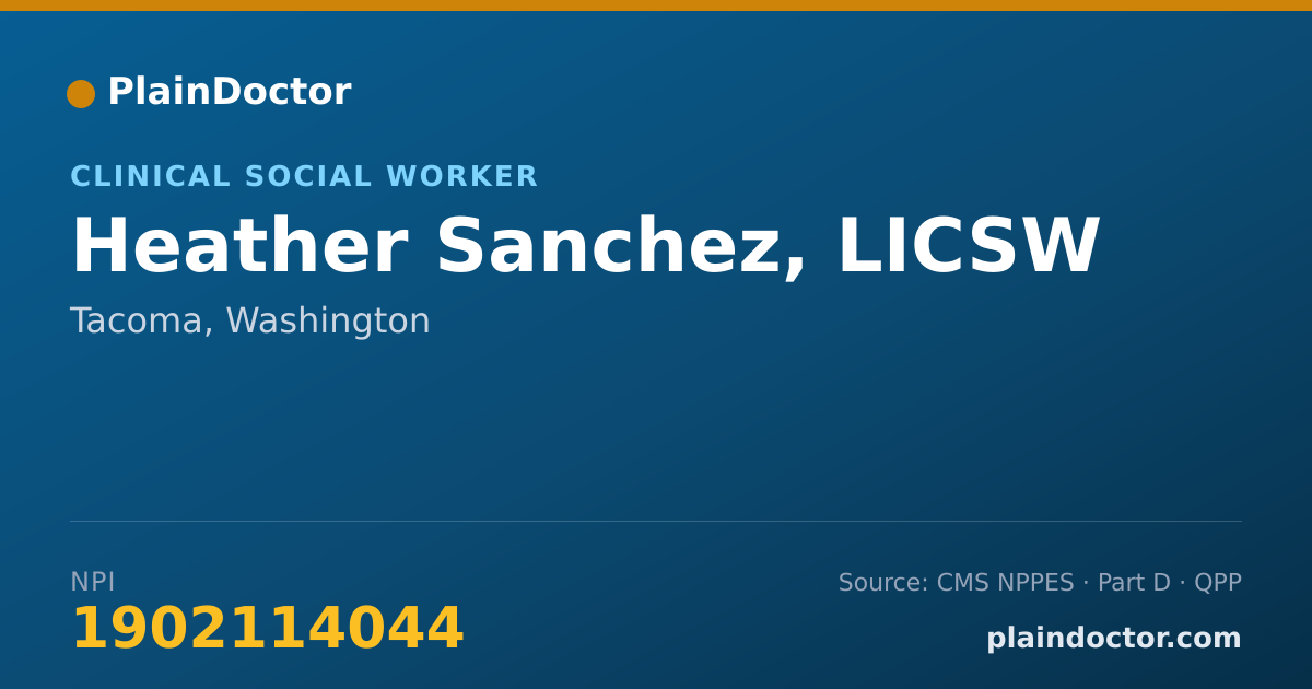 Shareable card for Heather Sanchez, LICSW - Clinical Social Worker, Tacoma, WA