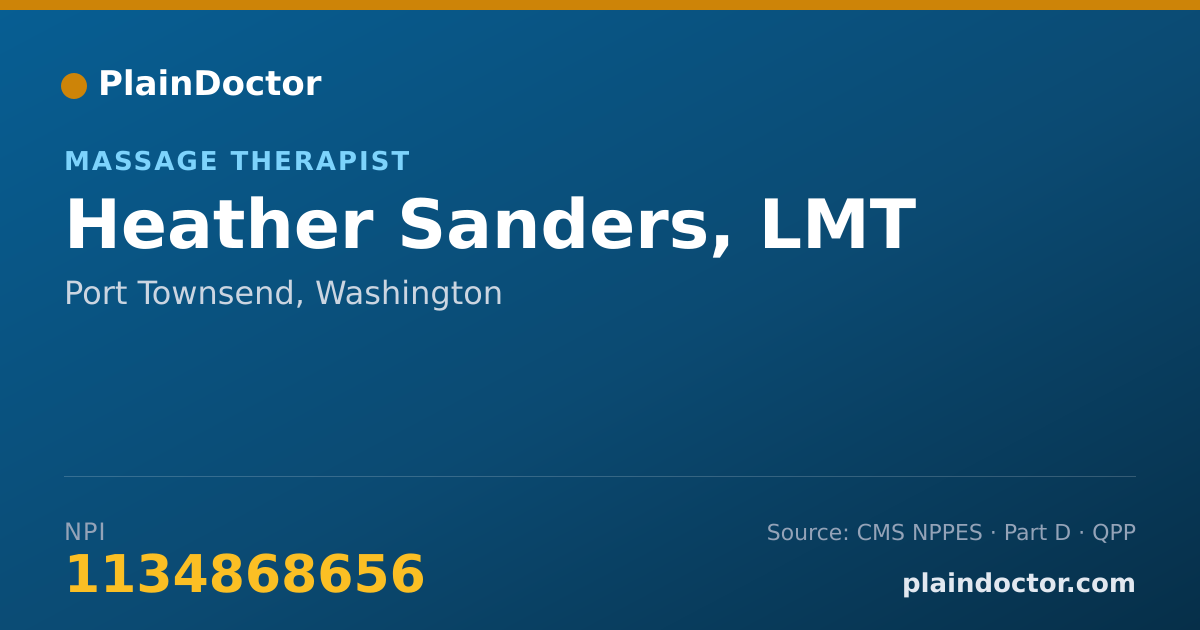 Shareable card for Heather Sanders, LMT - Massage Therapist, Port Townsend, WA