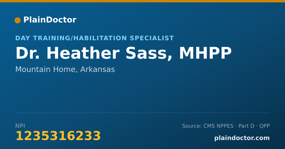 Shareable card for Heather Sass, MHPP - Day Training/Habilitation Specialist, Mountain Home, AR