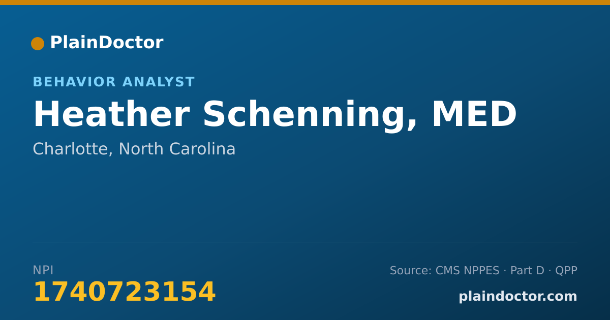 Shareable card for Heather Schenning, MED - Behavior Analyst, Charlotte, NC