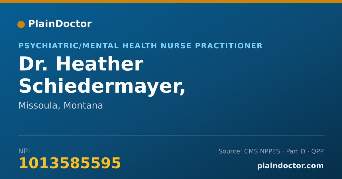 Shareable card for Heather Schiedermayer, PMHNP-BC - Psychiatric/Mental Health Nurse Practitioner, Missoula, MT