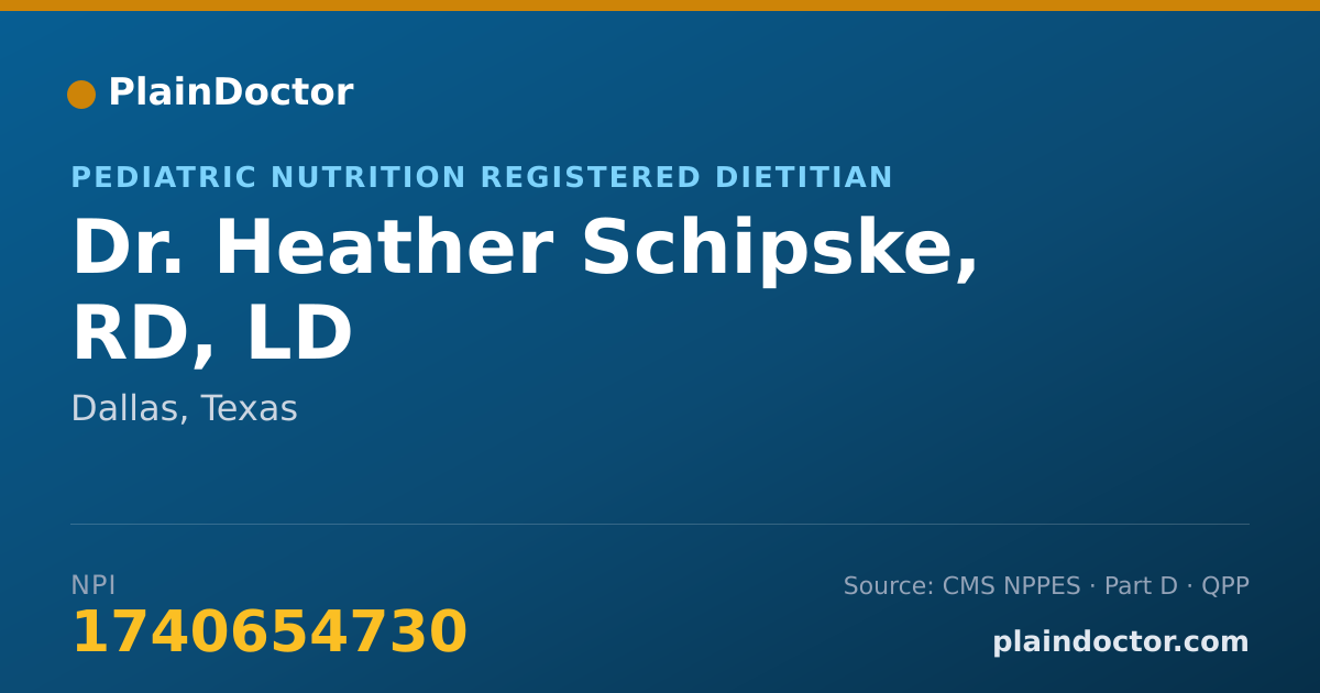 Shareable card for Heather Schipske, RD, LD - Pediatric Nutrition Registered Dietitian, Dallas, TX