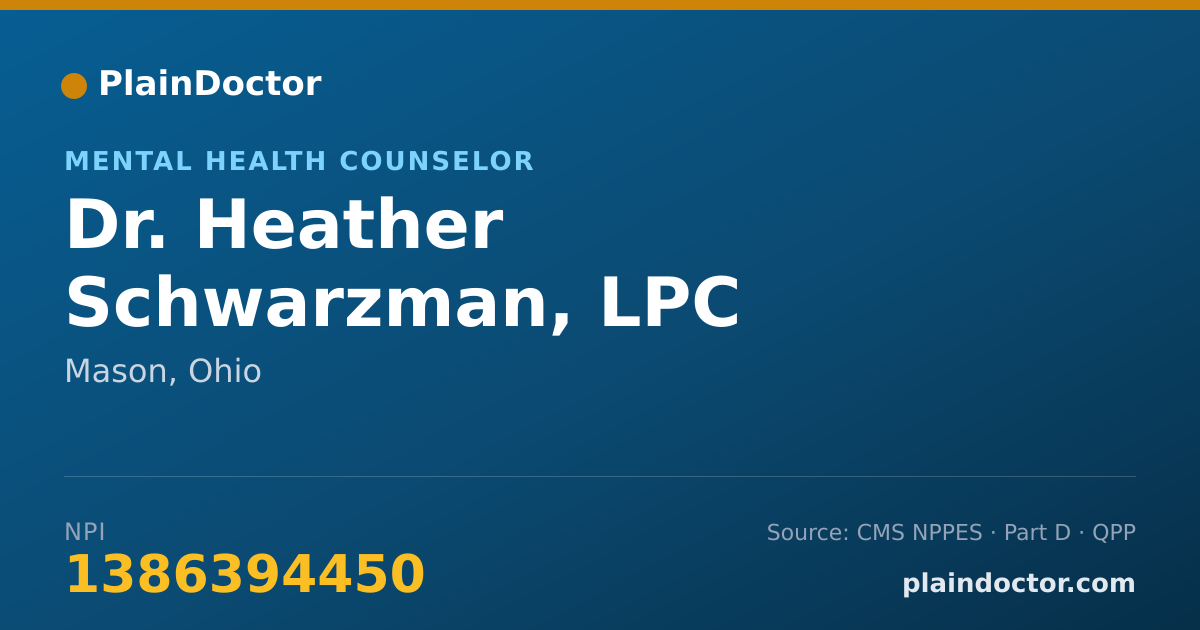 Shareable card for Heather Schwarzman, LPC - Mental Health Counselor, Mason, OH