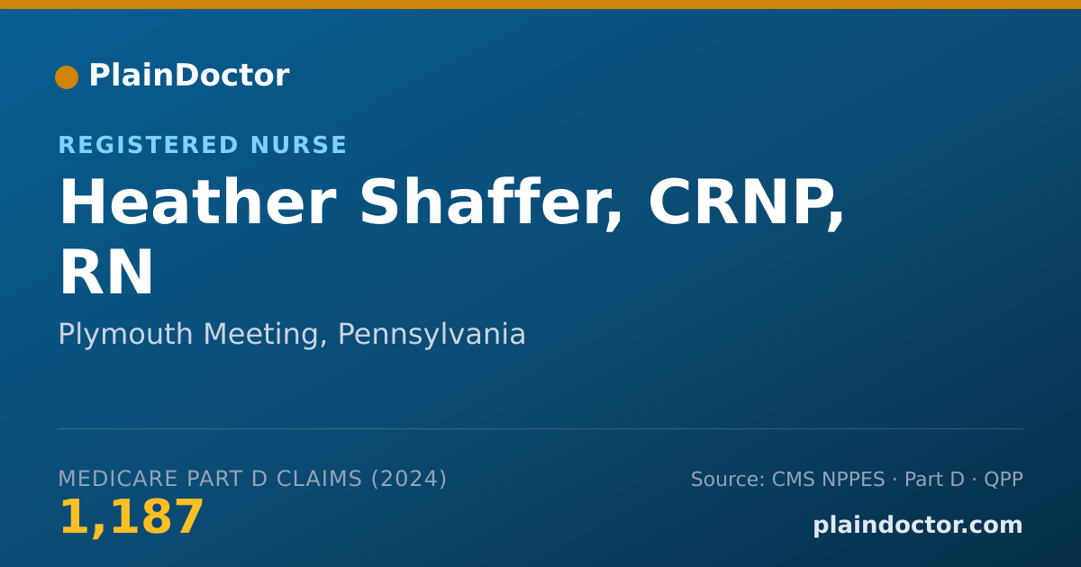 Shareable card for Heather Shaffer, CRNP, RN - Registered Nurse, Plymouth Meeting, PA