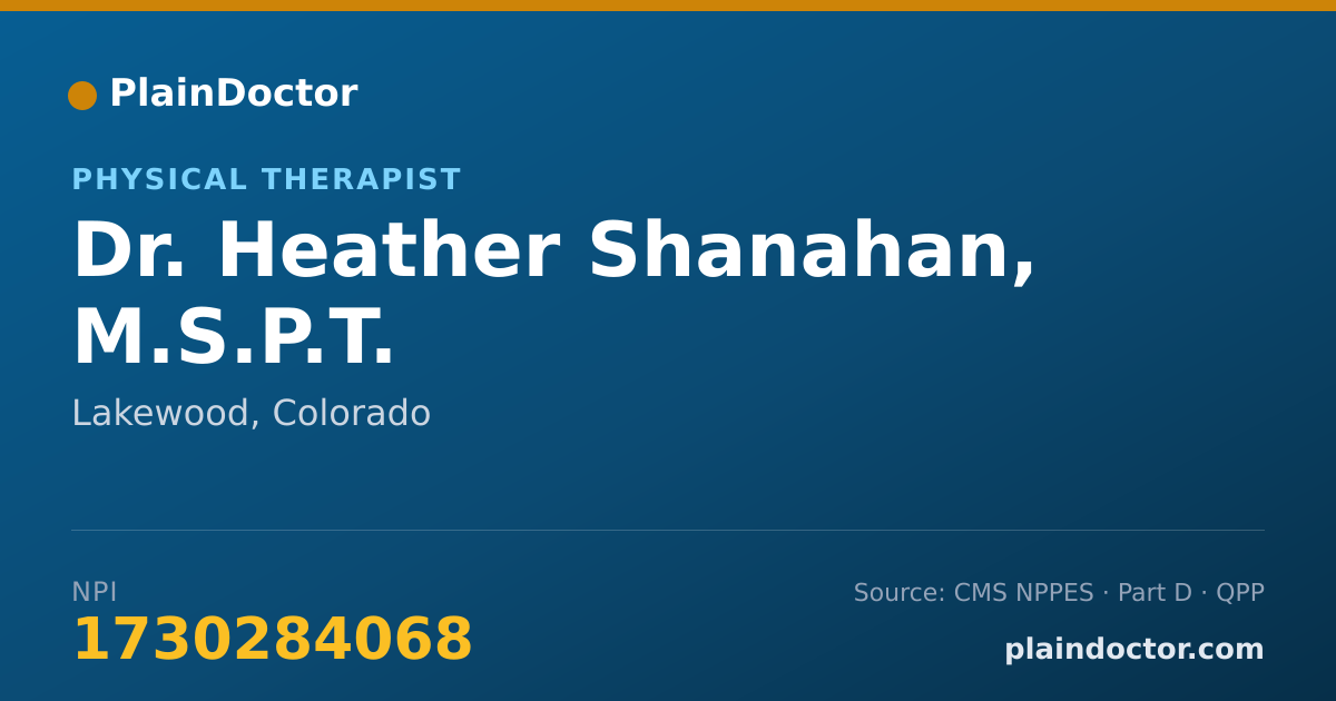 Shareable card for Heather Shanahan, M.S.P.T. - Physical Therapist, Lakewood, CO