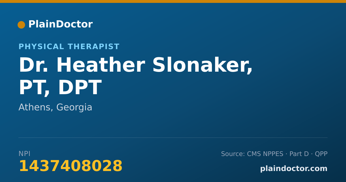 Shareable card for Heather Slonaker, PT, DPT - Physical Therapist, Athens, GA