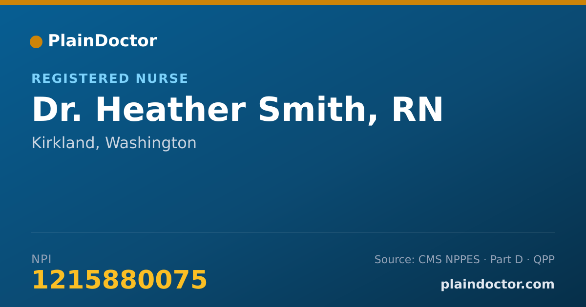 Shareable card for Heather Smith, RN - Registered Nurse, Kirkland, WA