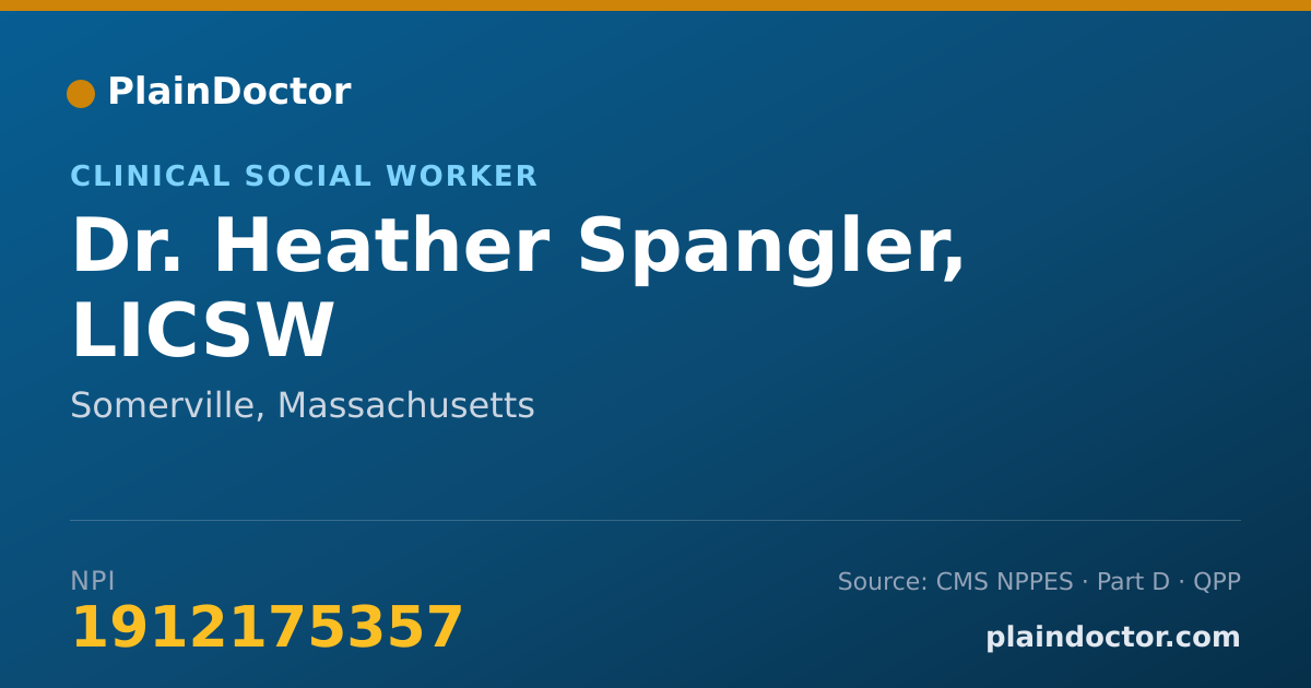 Shareable card for Heather Spangler, LICSW - Clinical Social Worker, Somerville, MA
