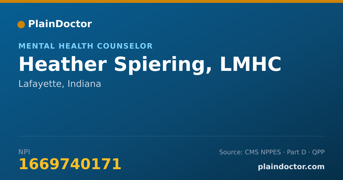 Shareable card for Heather Spiering, LMHC - Mental Health Counselor, Lafayette, IN