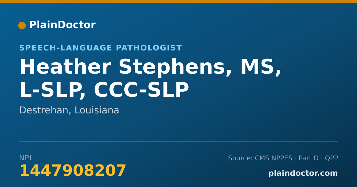 Shareable card for Heather Stephens, MS, L-SLP, CCC-SLP - Speech-Language Pathologist, Destrehan, LA
