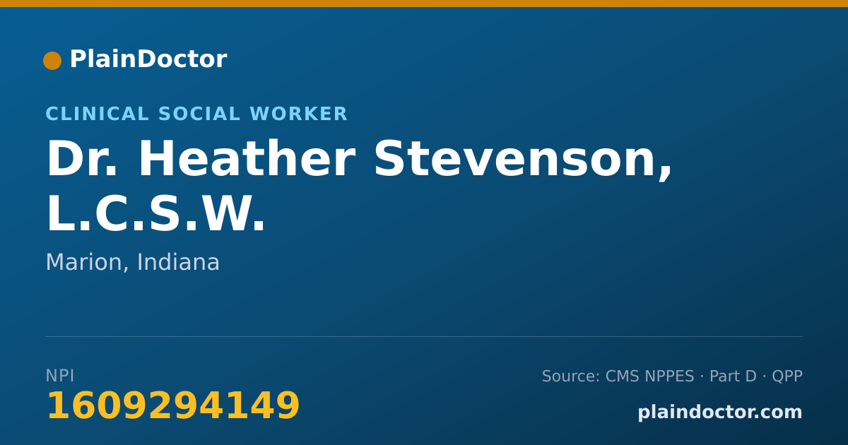 Shareable card for Heather Stevenson, L.C.S.W. - Clinical Social Worker, Marion, IN