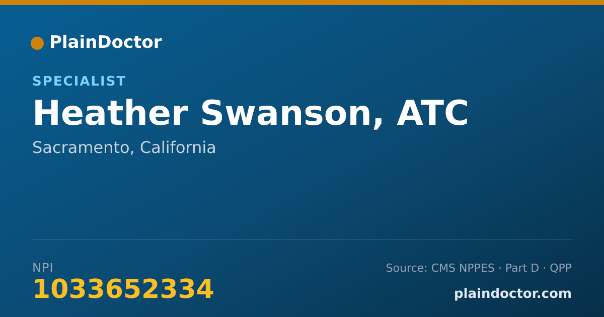Shareable card for Heather Swanson, ATC - Specialist, Sacramento, CA