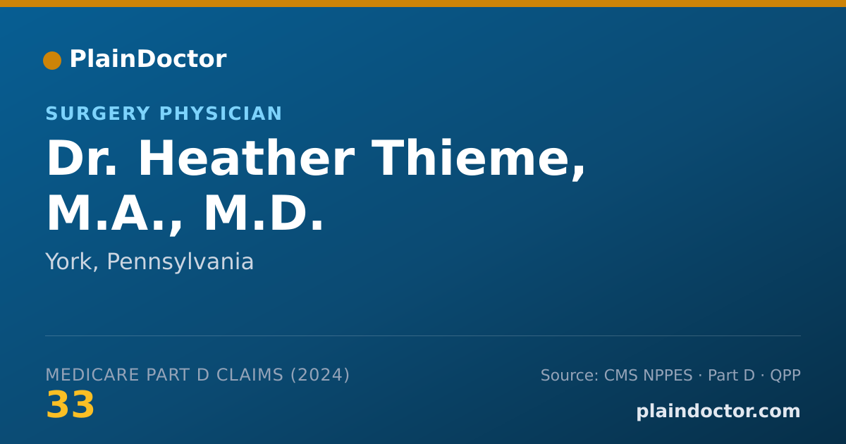 Shareable card for Heather Thieme, M.A., M.D. - Surgery Physician, York, PA