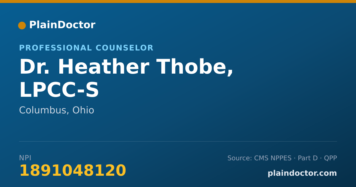 Shareable card for Heather Thobe, LPCC-S - Professional Counselor, Columbus, OH