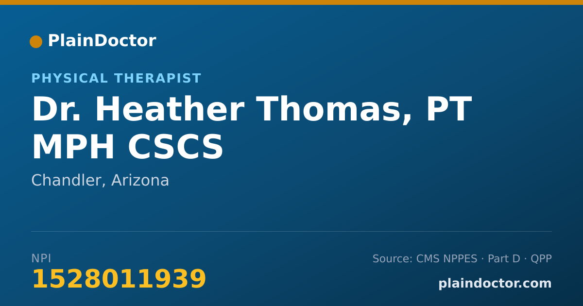 Shareable card for Heather Thomas, PT MPH CSCS - Physical Therapist, Chandler, AZ