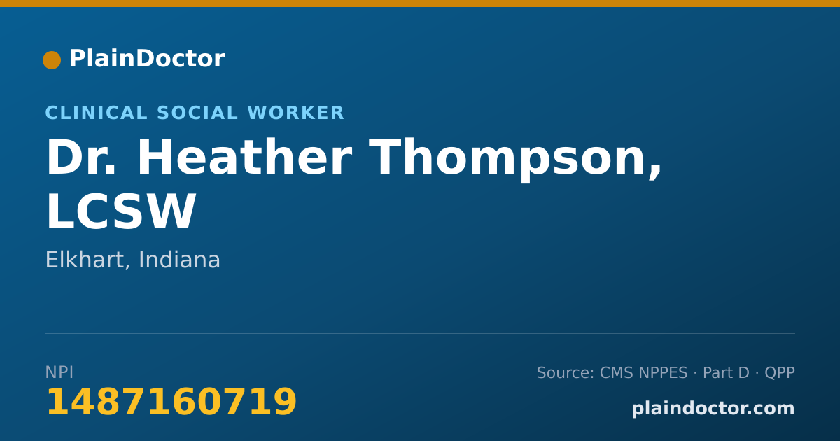 Shareable card for Heather Thompson, LCSW - Clinical Social Worker, Elkhart, IN