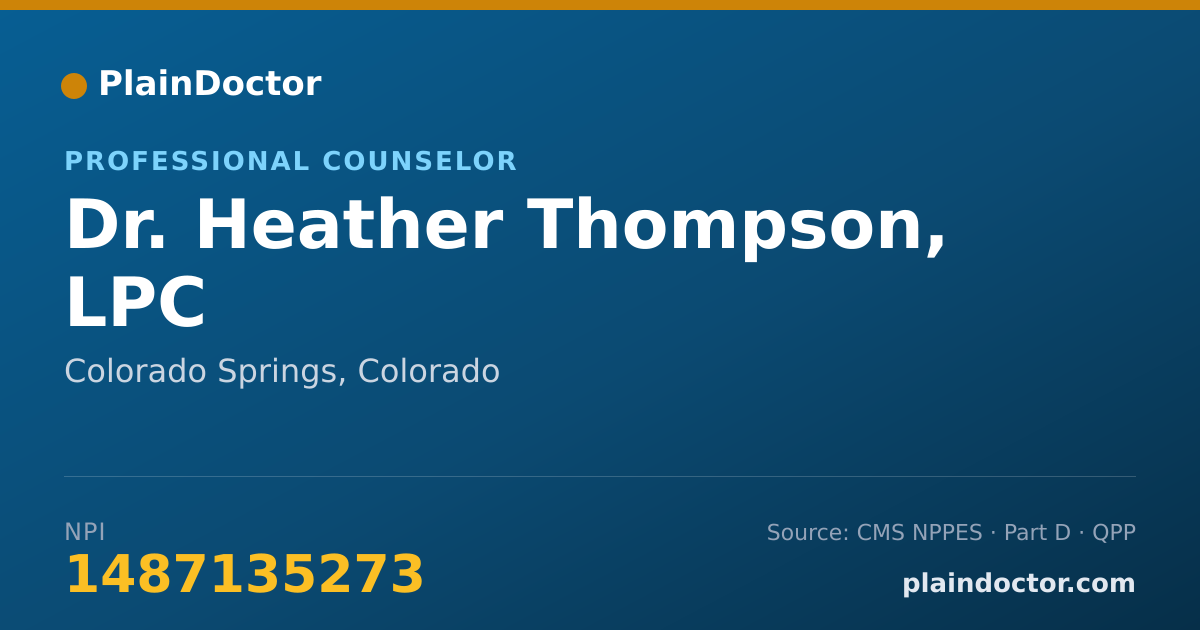 Shareable card for Heather Thompson, LPC - Professional Counselor, Colorado Springs, CO