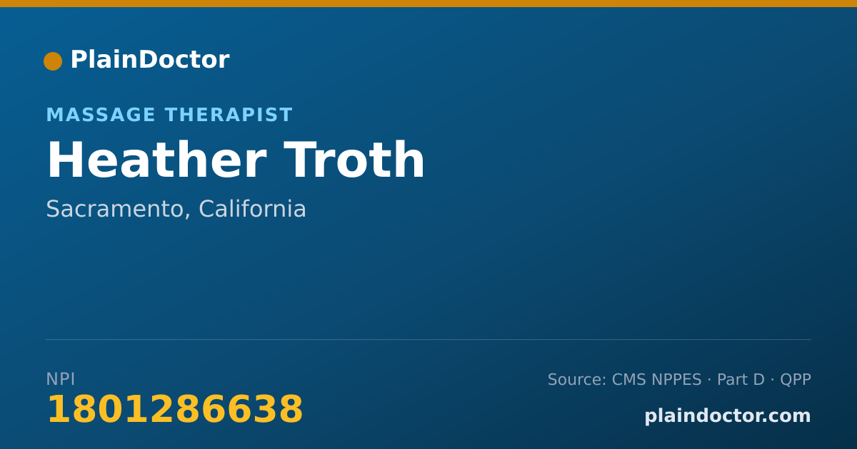 Shareable card for Heather Troth - Massage Therapist, Sacramento, CA