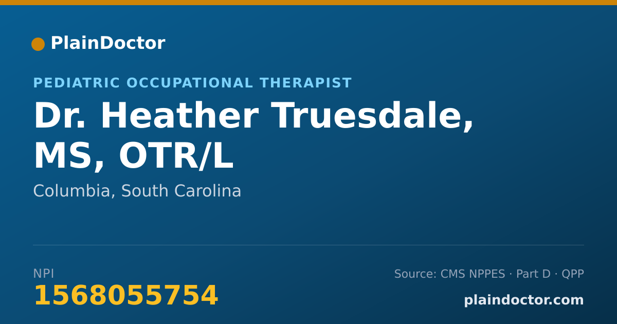 Shareable card for Heather Truesdale, MS, OTR/L - Pediatric Occupational Therapist, Columbia, SC