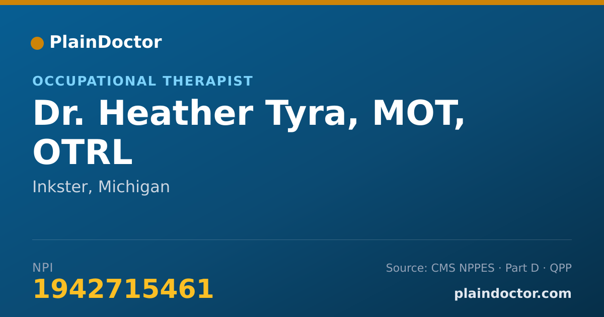 Shareable card for Heather Tyra, MOT, OTRL - Occupational Therapist, Inkster, MI
