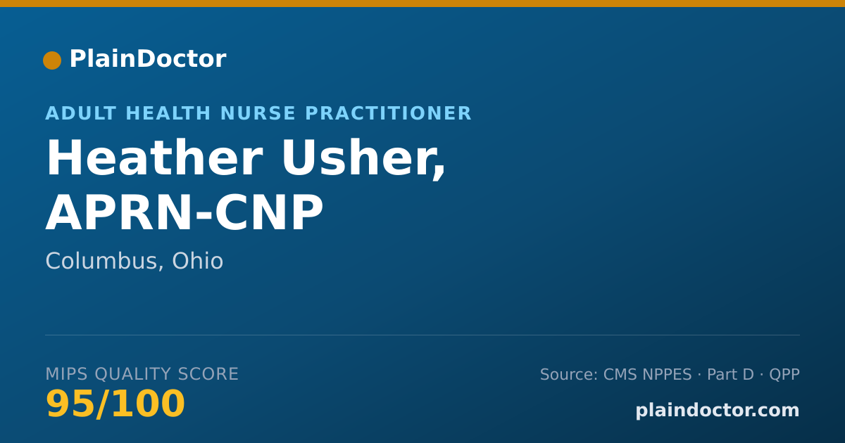 Shareable card for Heather Usher, APRN-CNP - Adult Health Nurse Practitioner, Columbus, OH