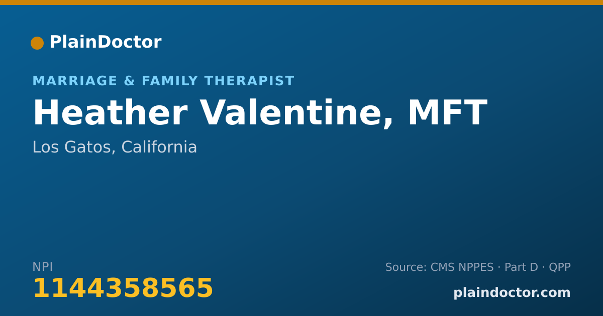 Shareable card for Heather Valentine, MFT - Marriage & Family Therapist, Los Gatos, CA