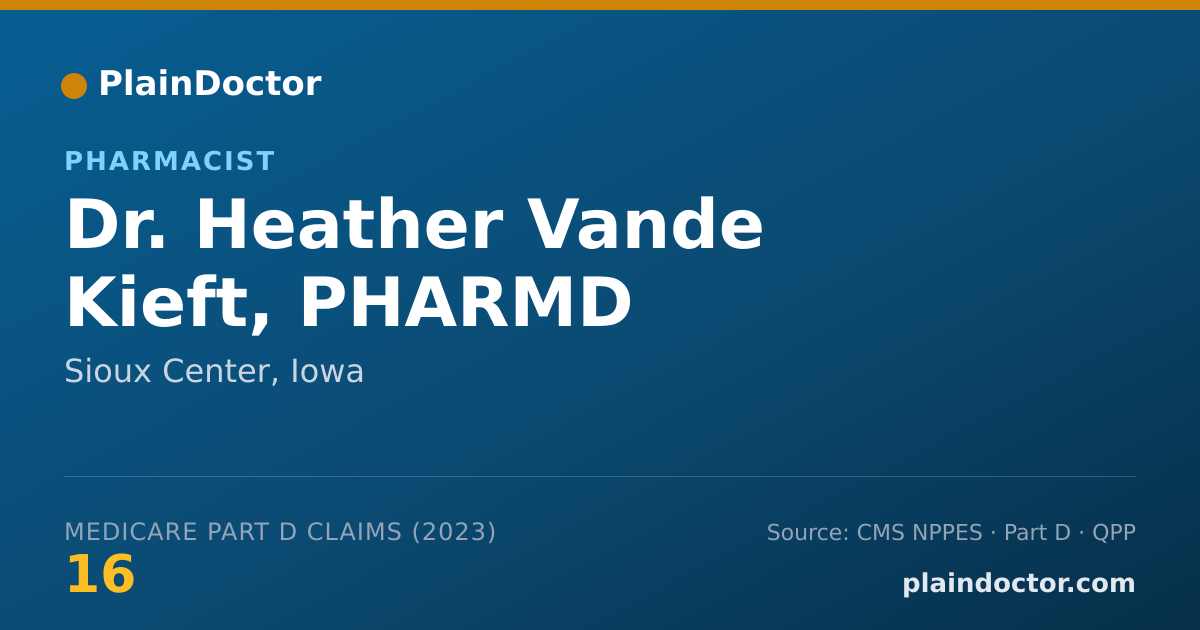 Shareable card for Heather Vande Kieft, PHARMD - Pharmacist, Sioux Center, IA