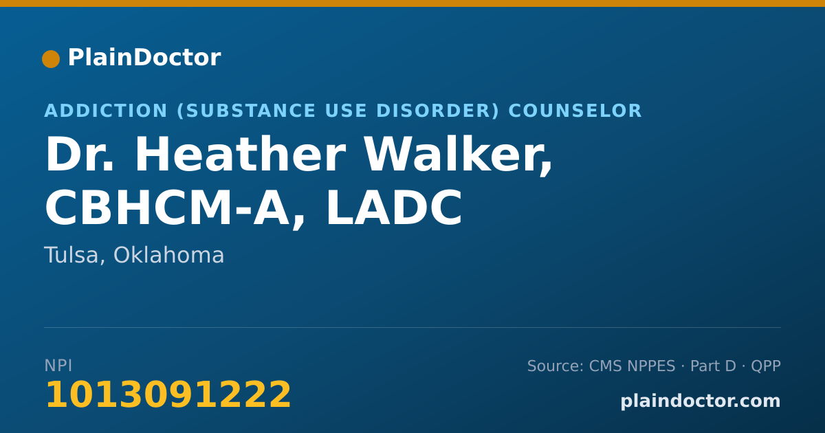 Shareable card for Heather Walker, CBHCM-A, LADC - Addiction (Substance Use Disorder) Counselor, Tulsa, OK